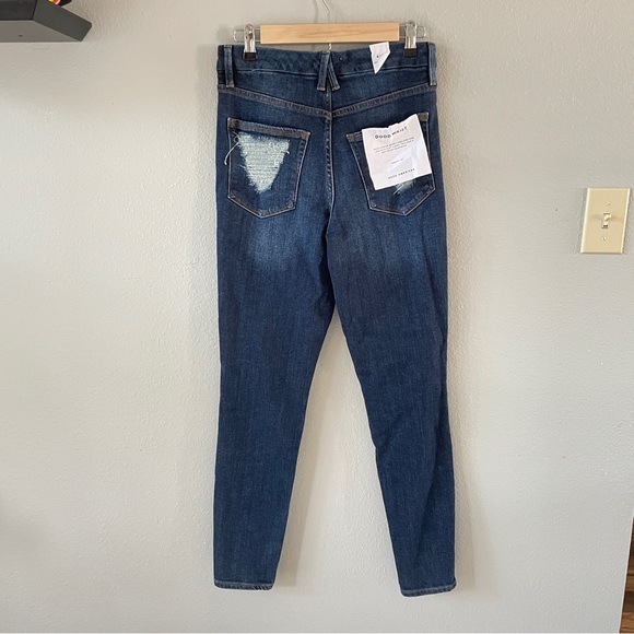 Good American Good Waist Chewed Back Pockets Jeans Indigo203 Size 6/28 NWT - Picture 6 of 12